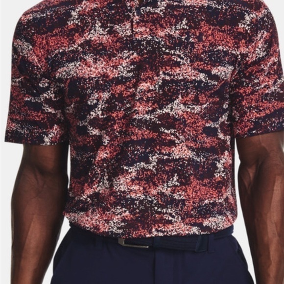 Under Armour Men's ISO Chill Edge Golf Polo, Midnight Navy/Venom Red Size - Picture 2 of 9